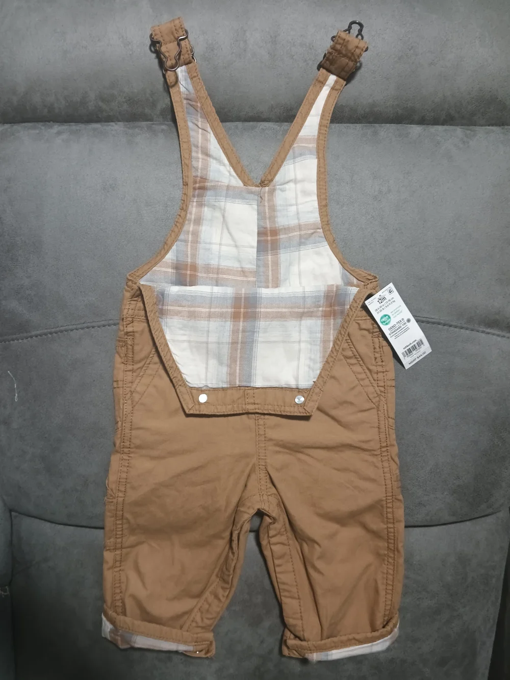 OshKosh B'gosh Toddler Tan Brown Overalls Size:12M